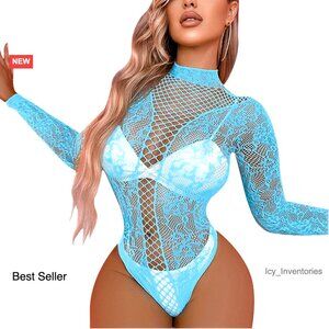 Sheer Mesh Bodysuit Teddy Lingerie Set Fishnet Erotic Naughty Outfit
